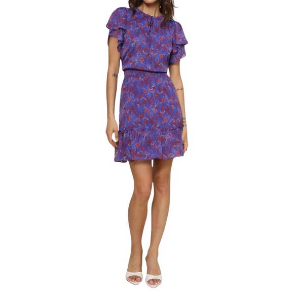 NEW ROBERTSON + RODEO harlann floral mini dress in cob,red - Picture 1 of 3